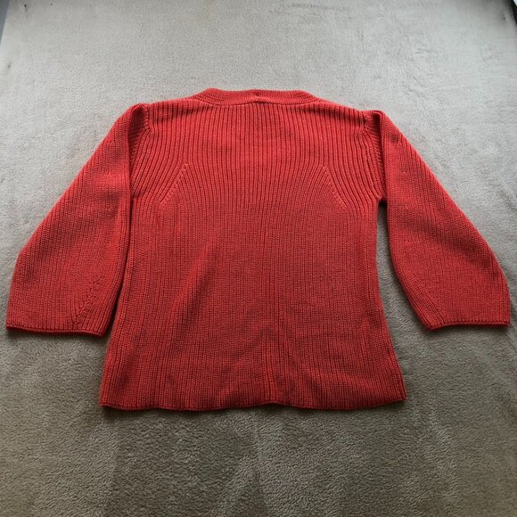 Ann Taylor Factory Womens Sweater Medium V-Neck Ribbed Knit Coral Pullover Cozy - Picture 11 of 11